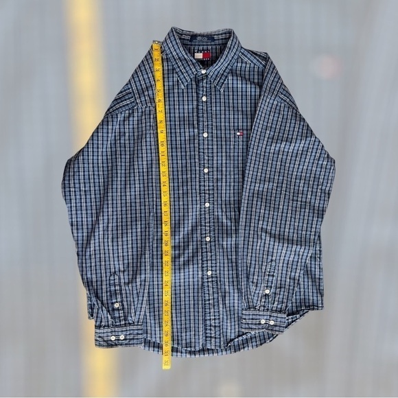 Vintage Tommy Hilfiger mens long sleeve blue button up shirt size XL - Picture 5 of 7